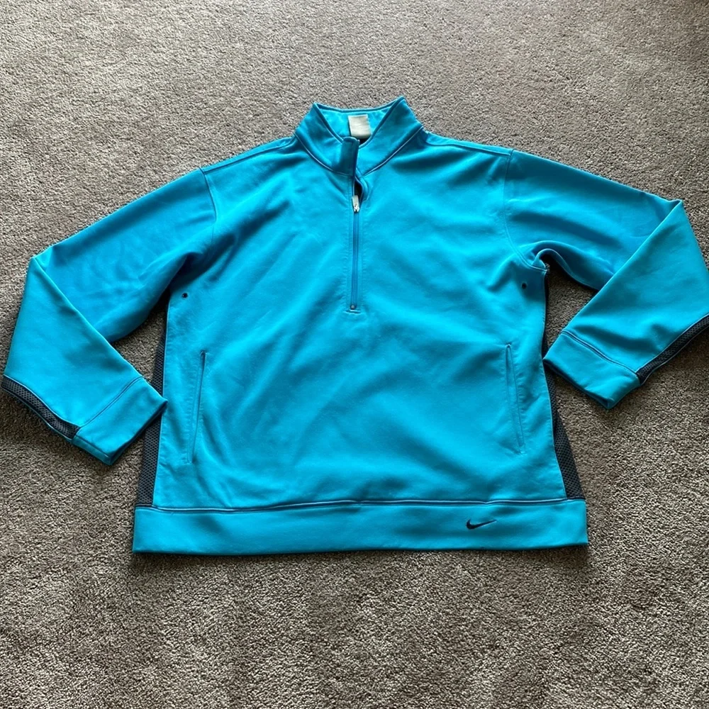 Nike Teal Presto Quarter Zip Pullover SIZE L Athletic Fleece Mock Neck